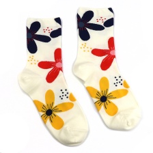 Cream Mix Bold Floral Dotty Ankle Socks by Peace of Mind